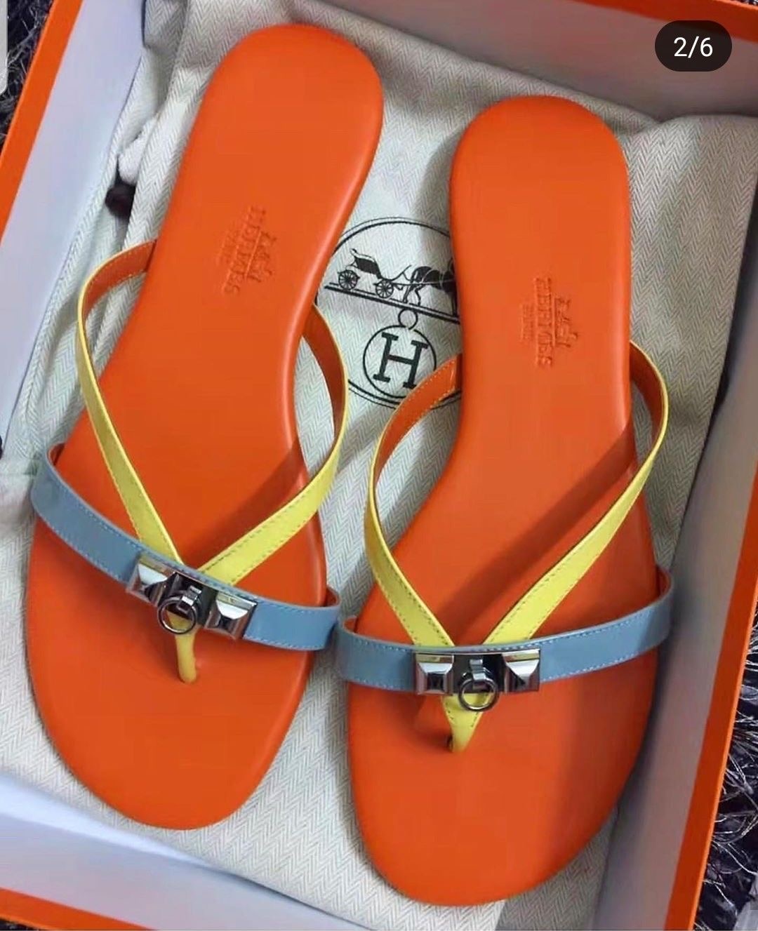 Multi colored Hermes  Slippers