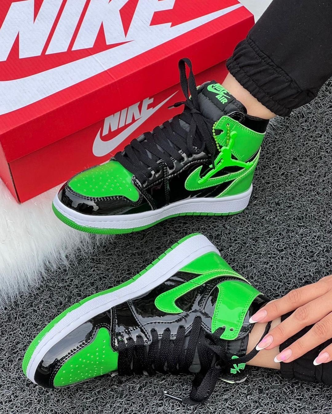Premuim Quality Green and Black Hightop Jordan