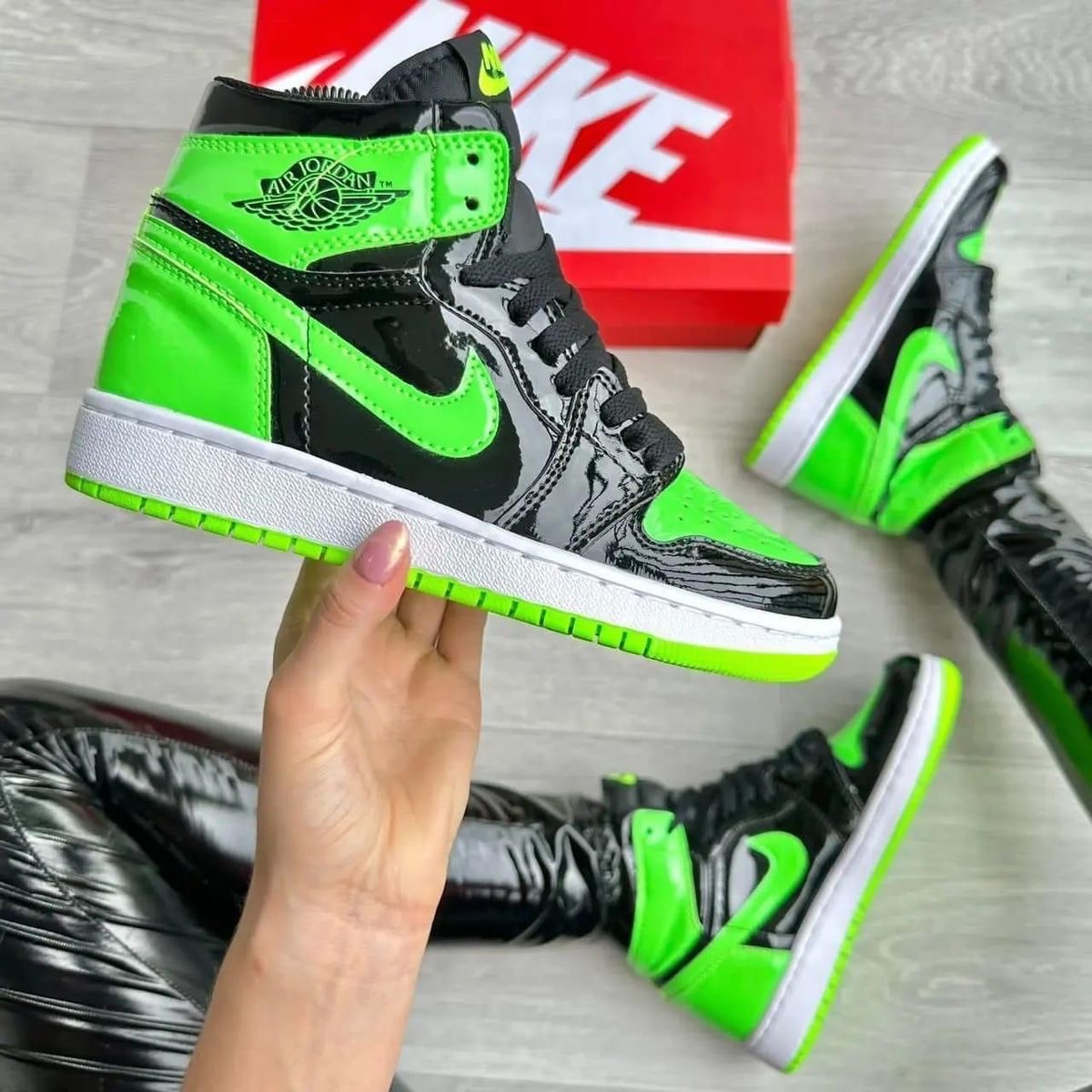 Premuim Quality Green and Black Hightop Jordan