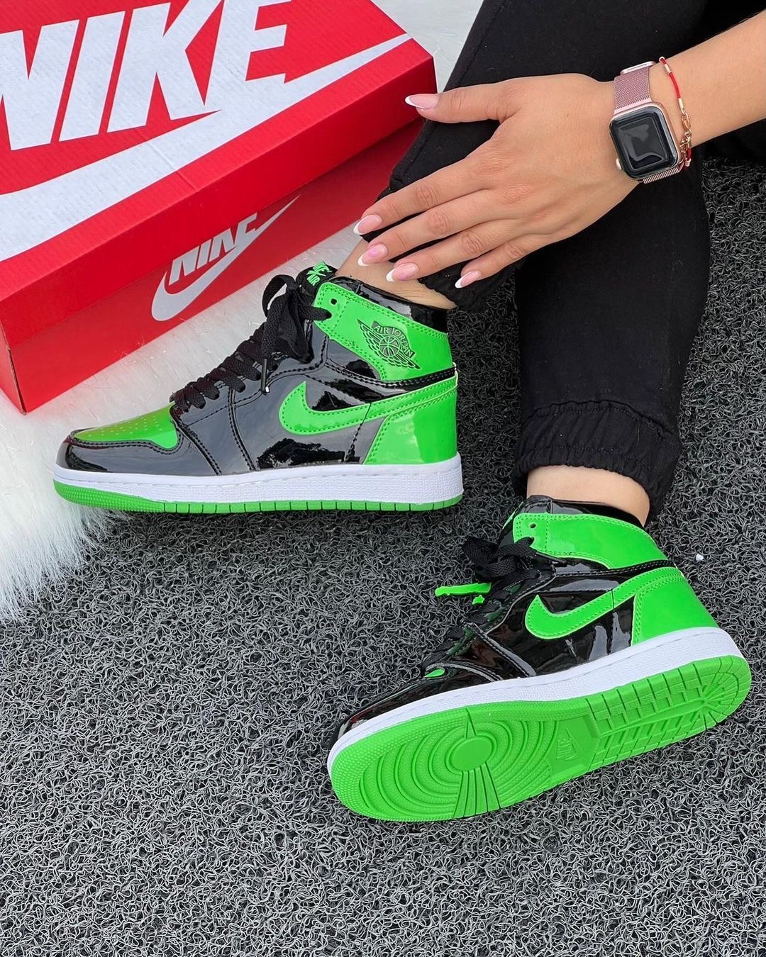 Premuim Quality Green and Black Hightop Jordan