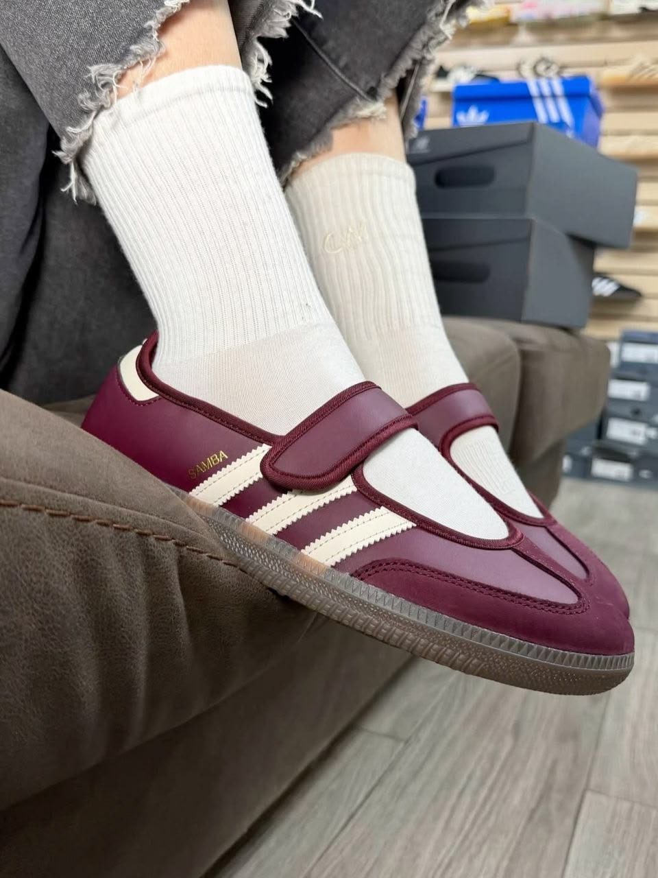Wine Adidas Samba Mary Jane Ballerina